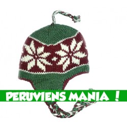 Bonnet péruvien étoiles (vert & rouge & blanc)