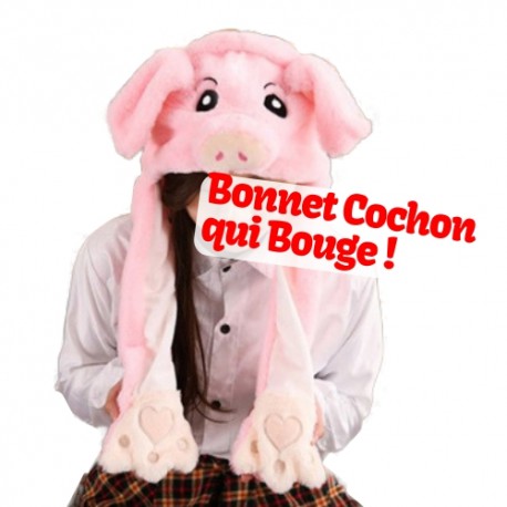 Bonnet Cochon Rose qui Bouge