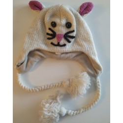 Bonnet tête de chat & oreilles en tricot